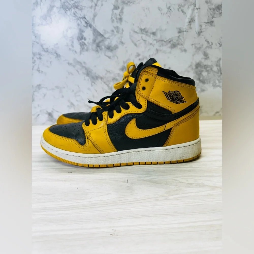 Nike Air Jordan 1 Retro High OG GS Pollen Size 6.5Y Yellow  Black 575441 701